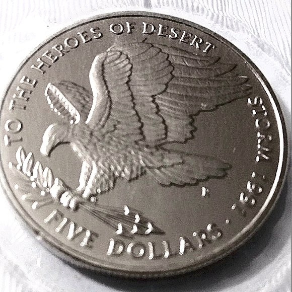 1991 Marshall Islands HEROES OF DESERT STORM Uncirculated Sealed $5 Coin - Picture 1 of 8